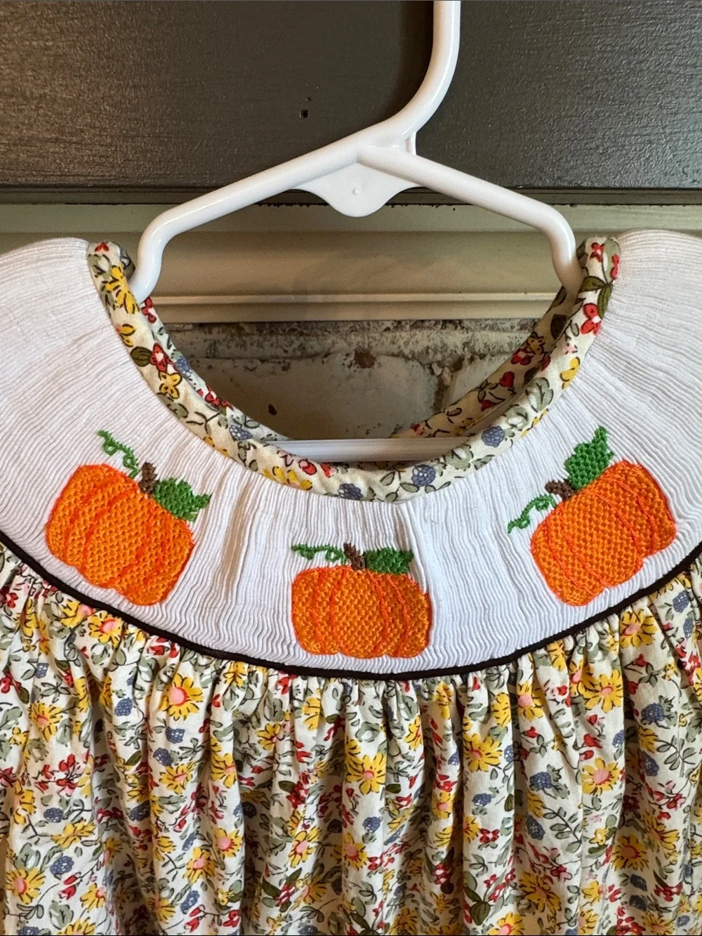 Wee Belles and Beaus Girls' Yellow Floral Pumpkin Smocked Dress fall!!!!